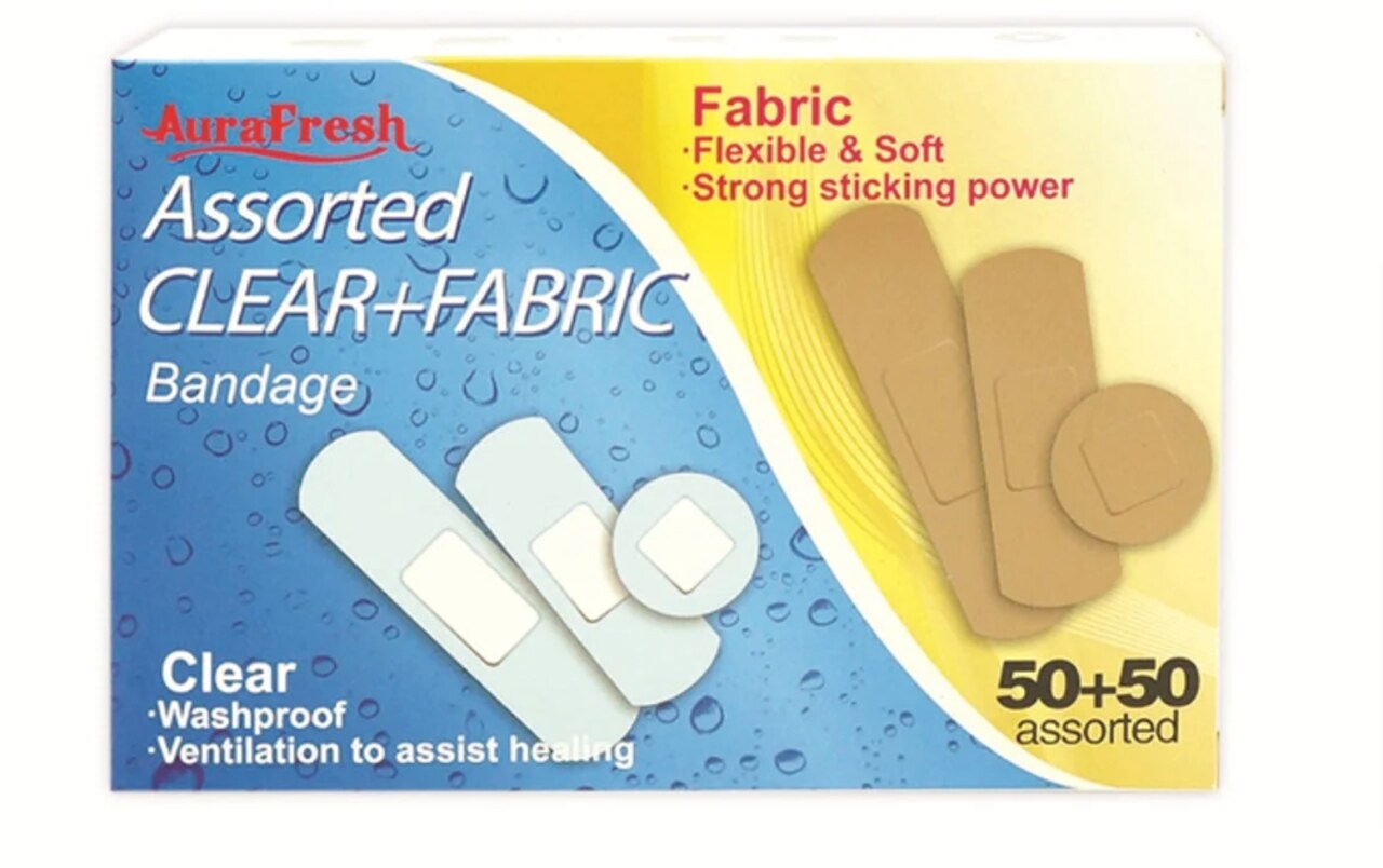Assorted Adhesive Bandages 100/Box – Multi-Size Flexible Fabric Band Aids for First Aid Kits, Classrooms & Crafts